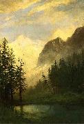 Albert Bierstadt Moonlit Landscape Sweden oil painting artist